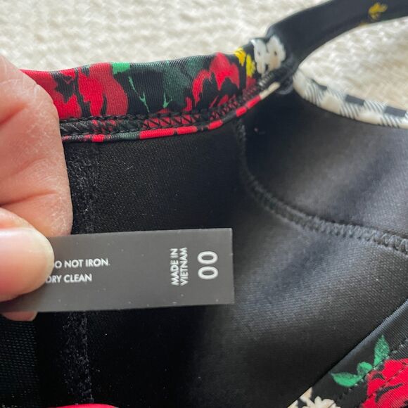 Torrid Vixen Womens 00 Black Floral Gingham Print Underwire Bikini Top NWT - Picture 4 of 9